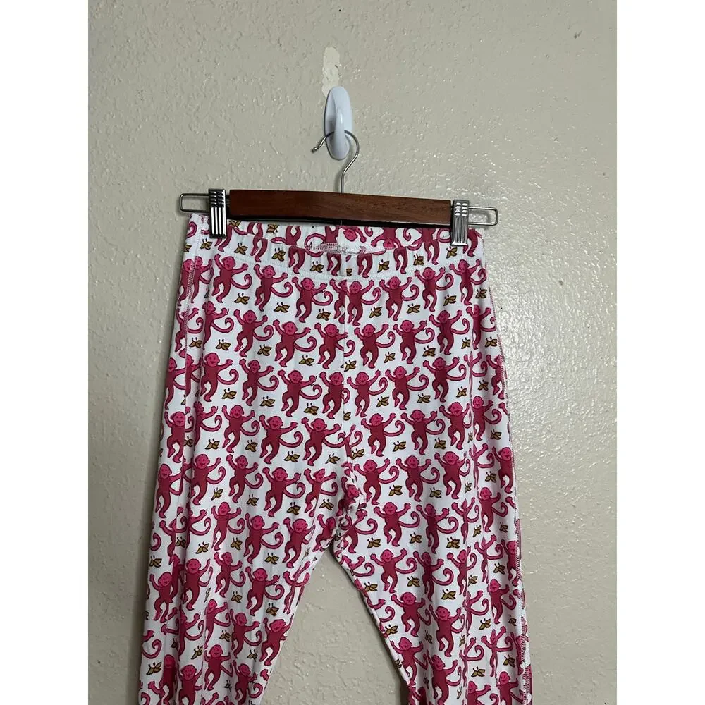 Roller Rabbit Pink Monkey Pajama Pants Womans XS 100% Pima Cotton Made in Peru